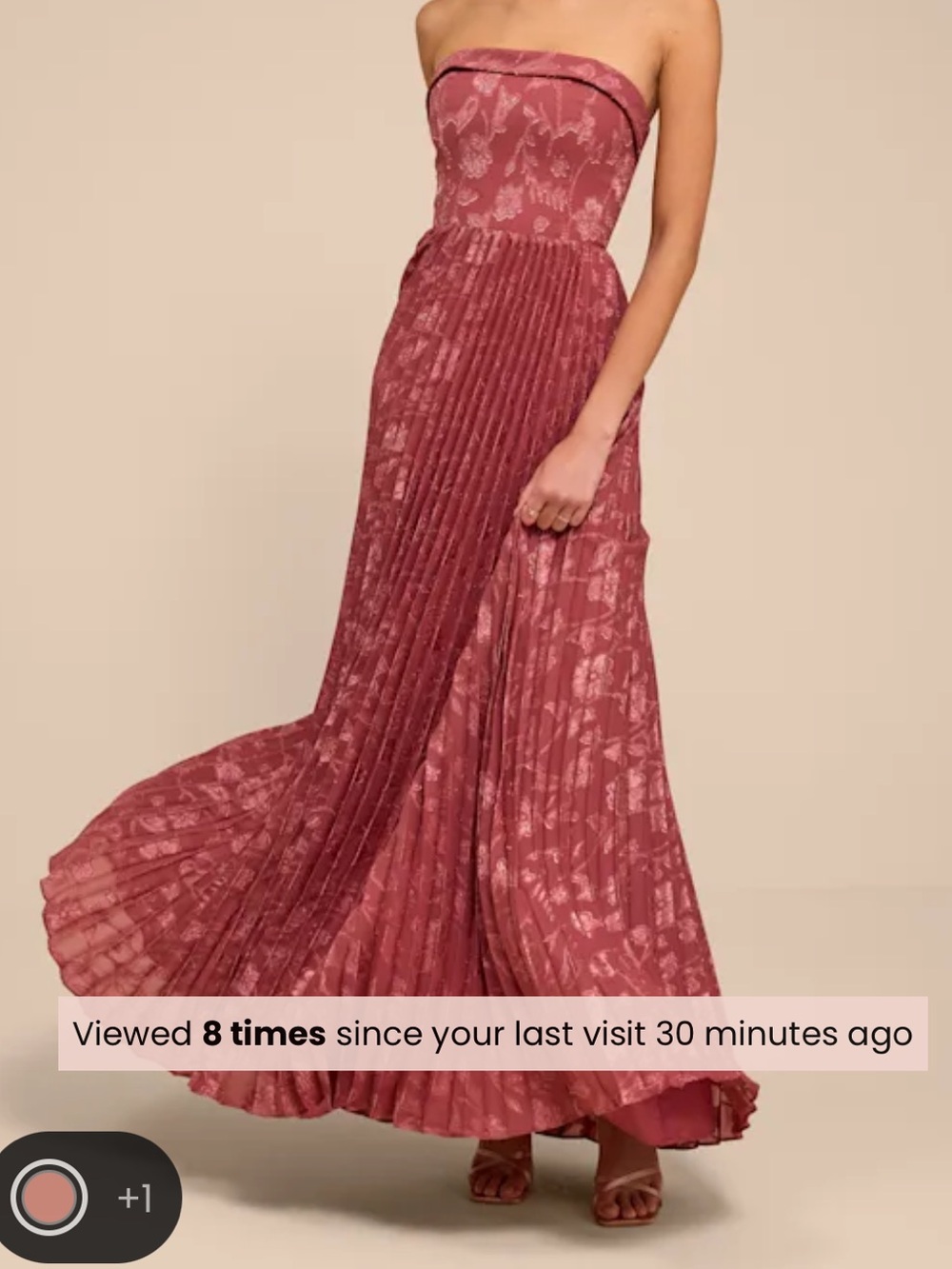 Dusty Rose Floral Strapless Maxi Dress